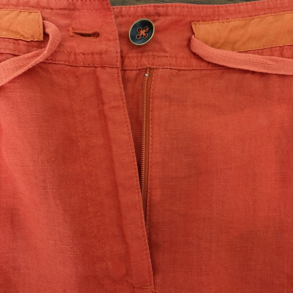 Talbots Rust Orange Drawstring Linen-Blend Skirt - Picture 5 of 12